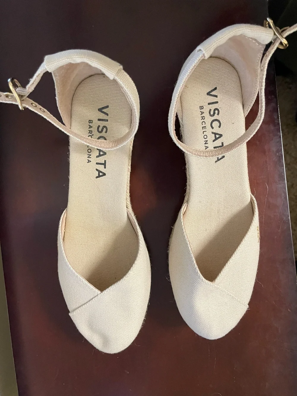 Viscata Barcelona Women's Cream Espadrille Wedge Sandals